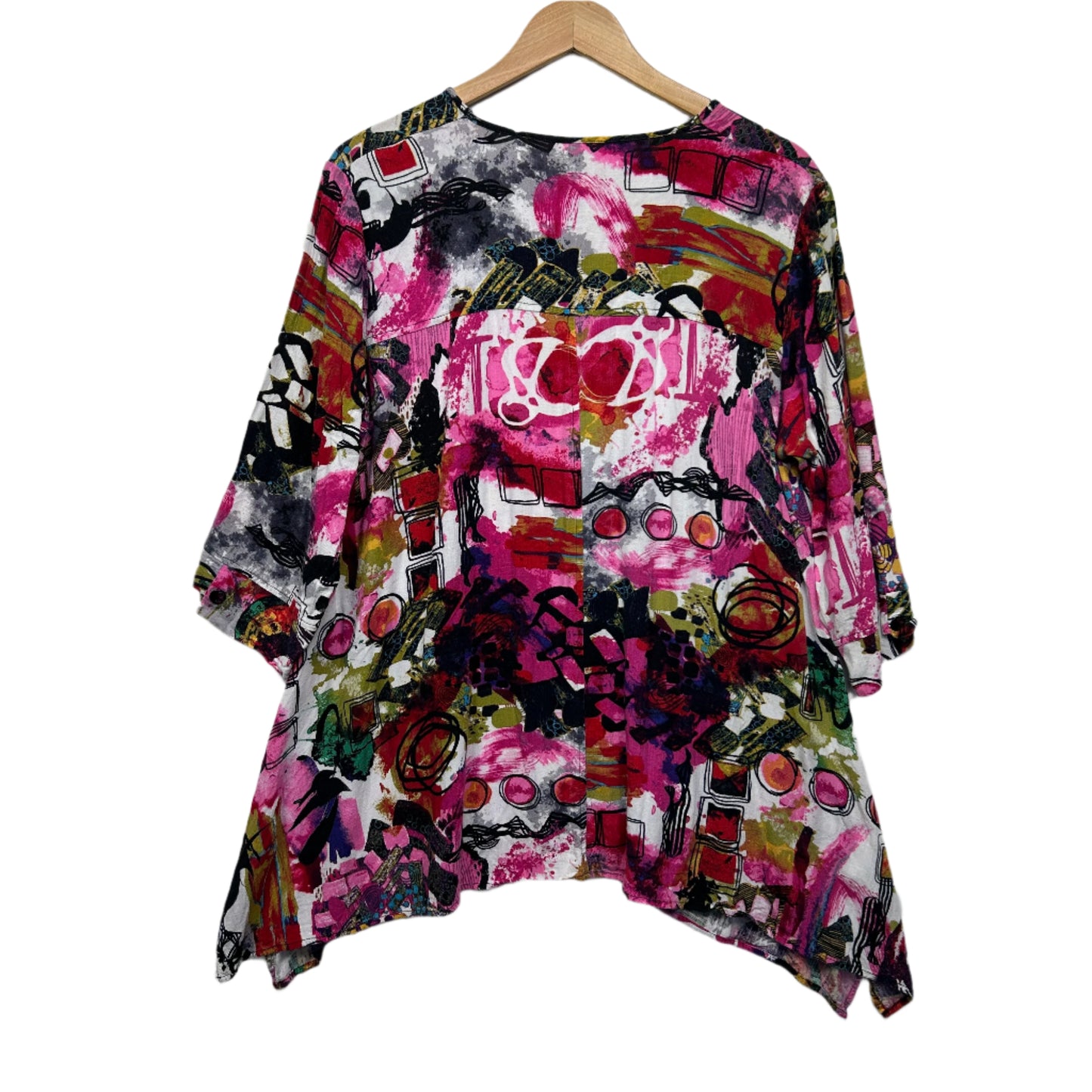Taking Shape Tunic Top Size 16 Multicoloured 3/4 Sleeve Viscose