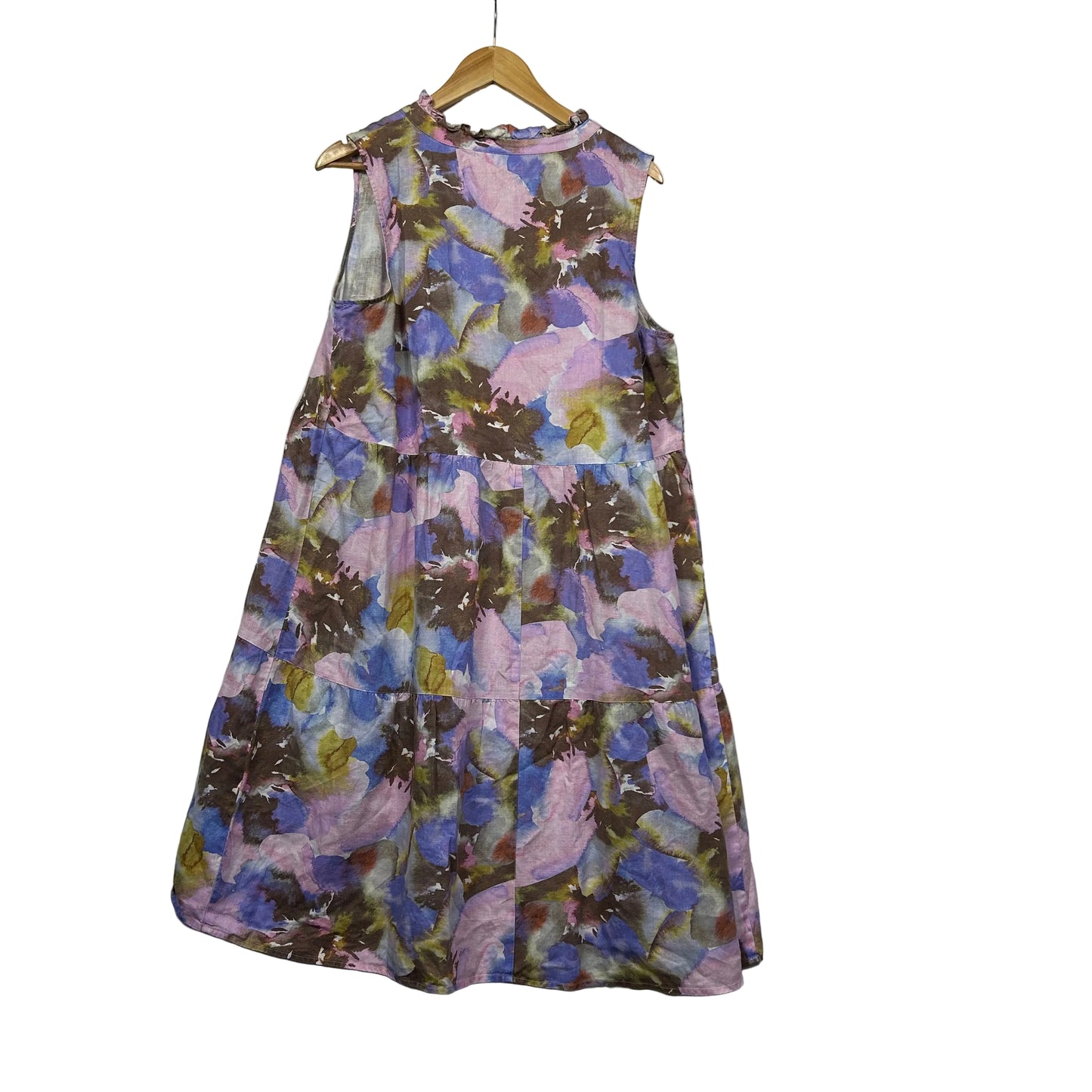 Sussan Multicoloured Floral Sleeveless Linen Dress - Size 14