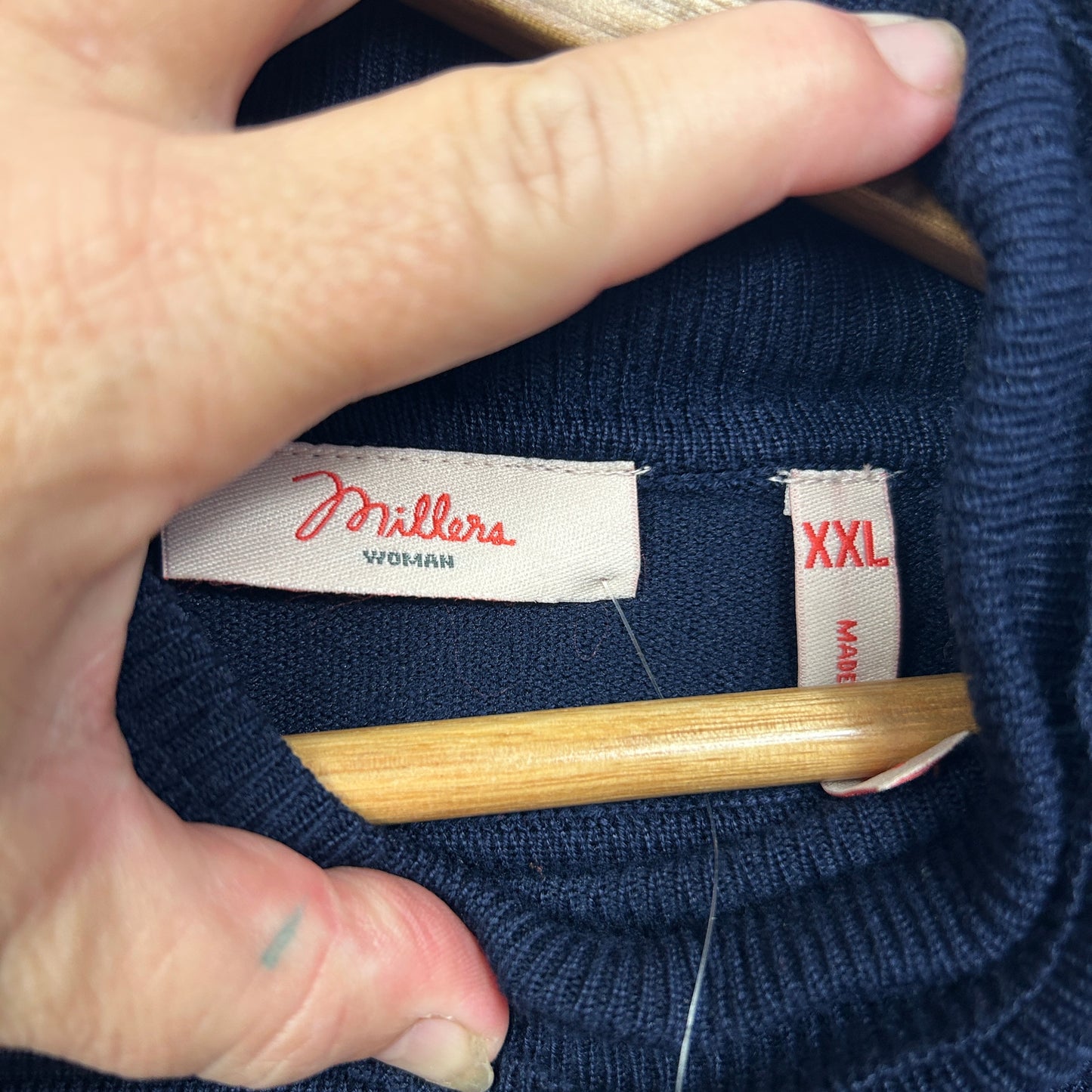 Millers Navy Roll Neck Knit Jumper Top - Size XXL