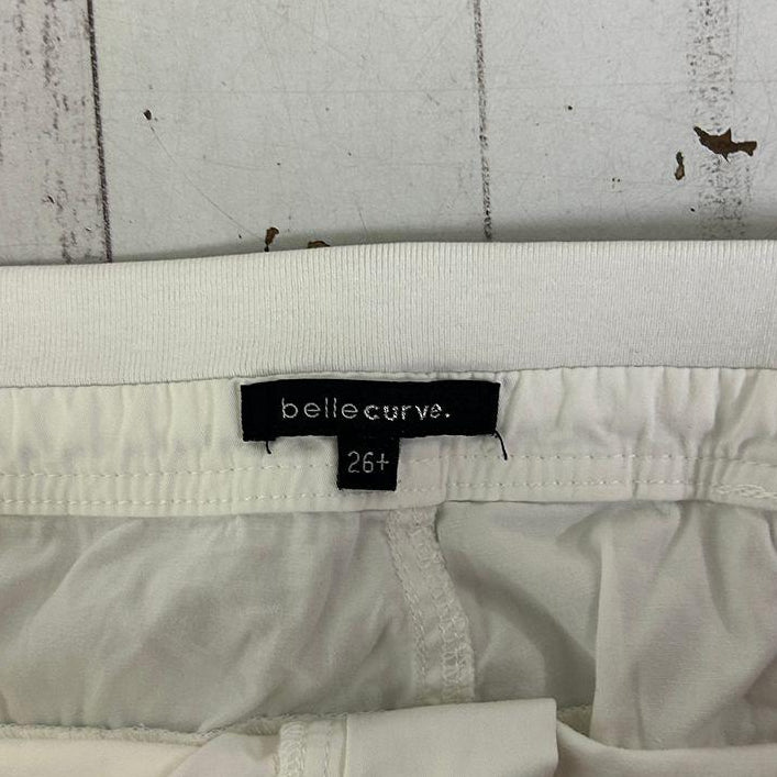 Belle Curve White Cotton Shorts - Size 26