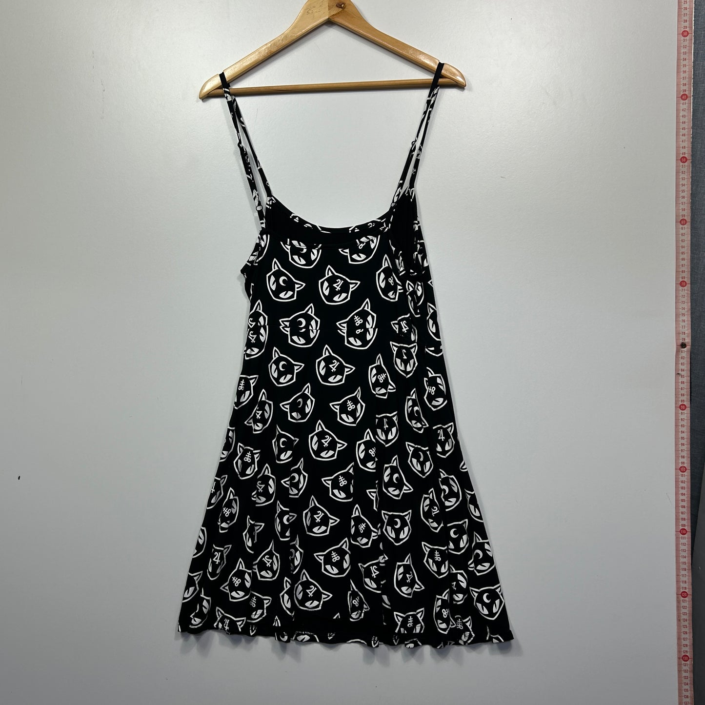 Killstar Black and White Cat Print Skater Dress - Size L