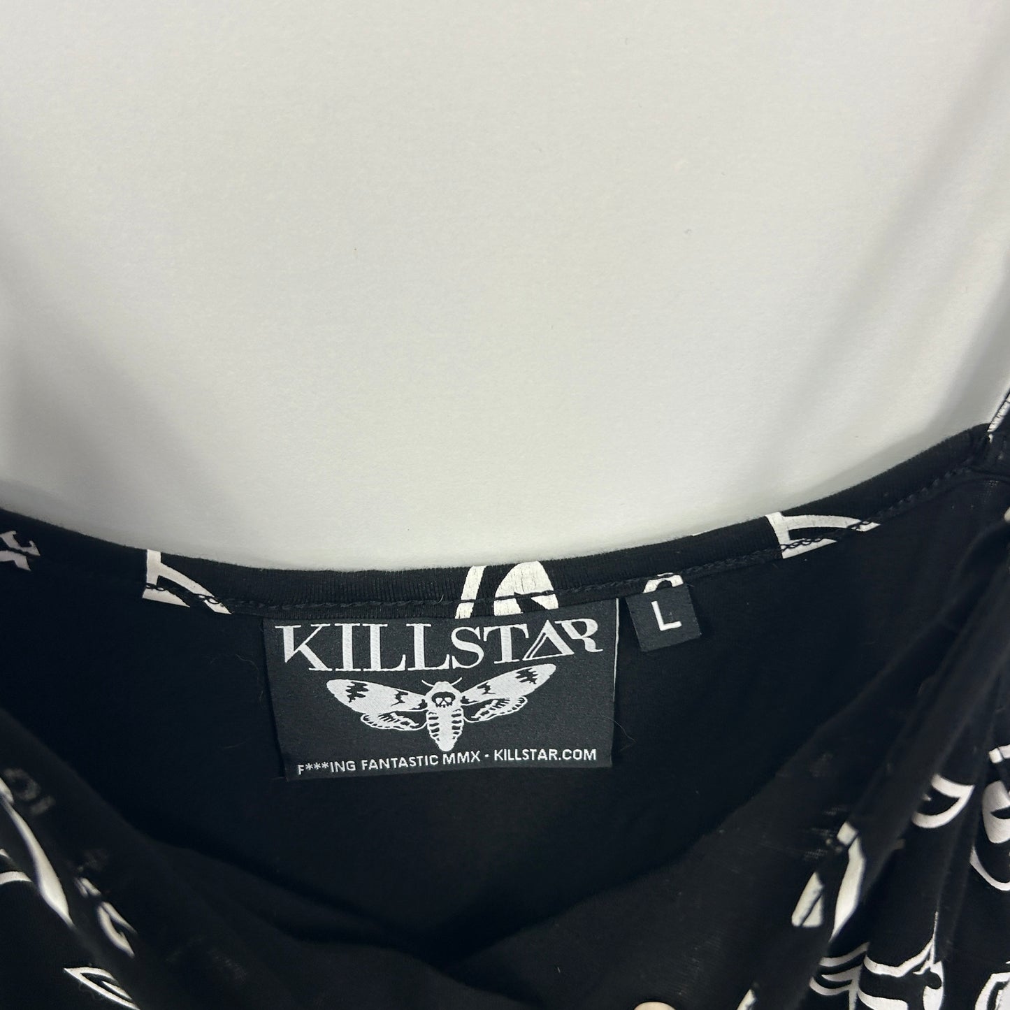 Killstar Black and White Cat Print Skater Dress - Size L