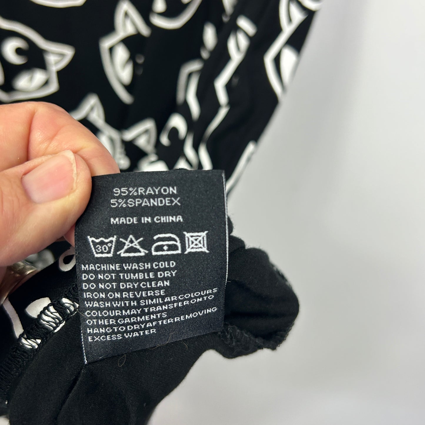 Killstar Black and White Cat Print Skater Dress - Size L