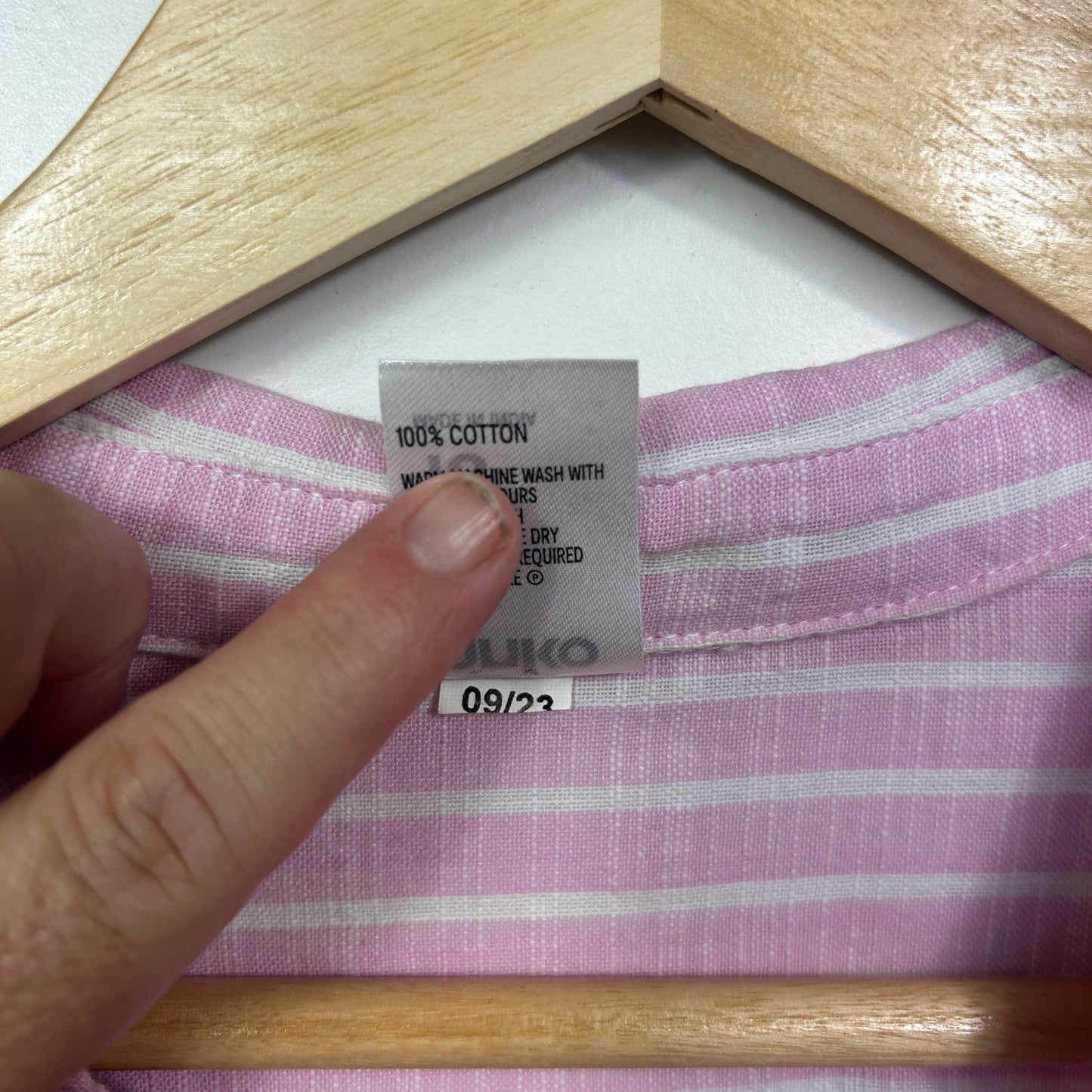 Anko Pink Striped Cotton Button-Up Roll Tab Sleeve Shirt  - Size 18