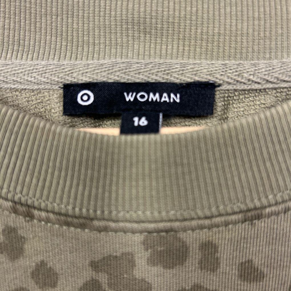 Target Woman Olive Cotton Leopard Sweatshirt - Size 16