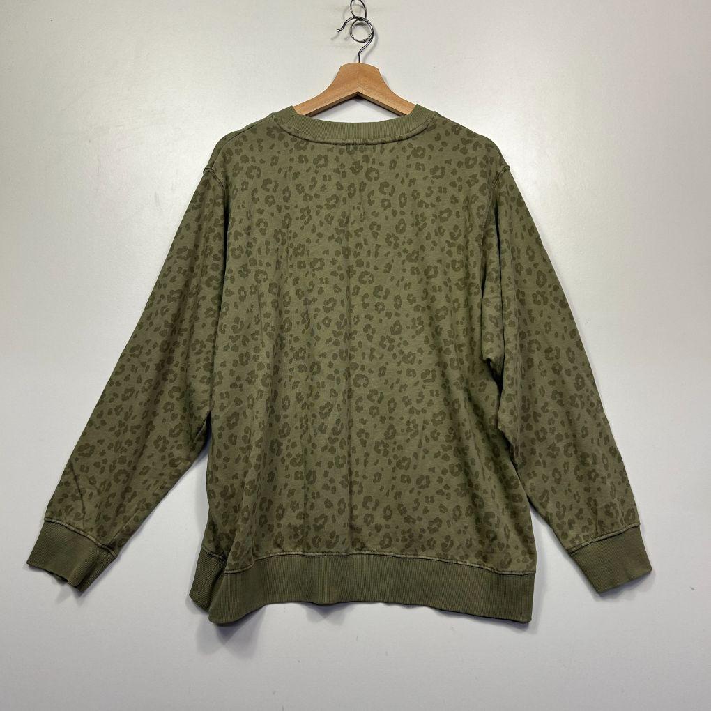 Target Woman Olive Cotton Leopard Sweatshirt - Size 16