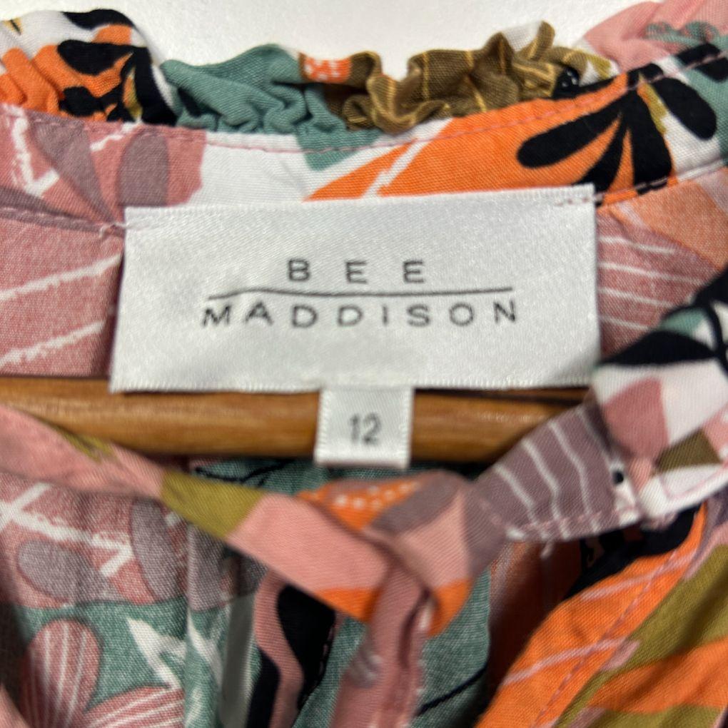Bee Maddison Tropical Print Ruffle Top - Size 12