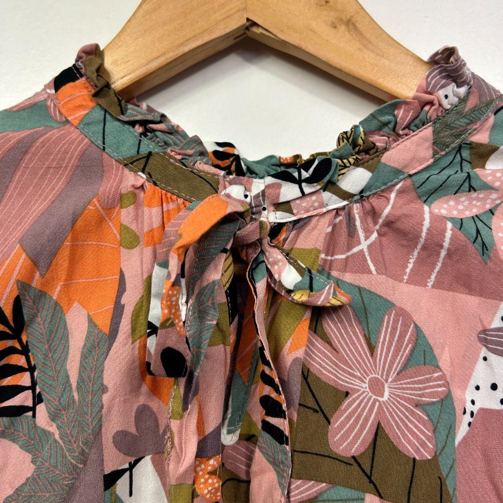 Bee Maddison Tropical Print Ruffle Top - Size 12