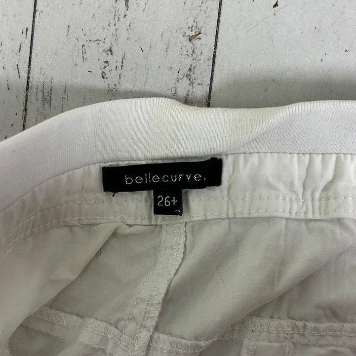 Belle Curve White Cotton Shorts - Size 26