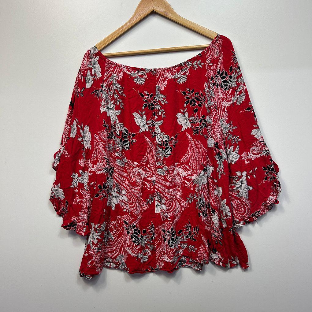Beme Red Floral Top - Size 20/L