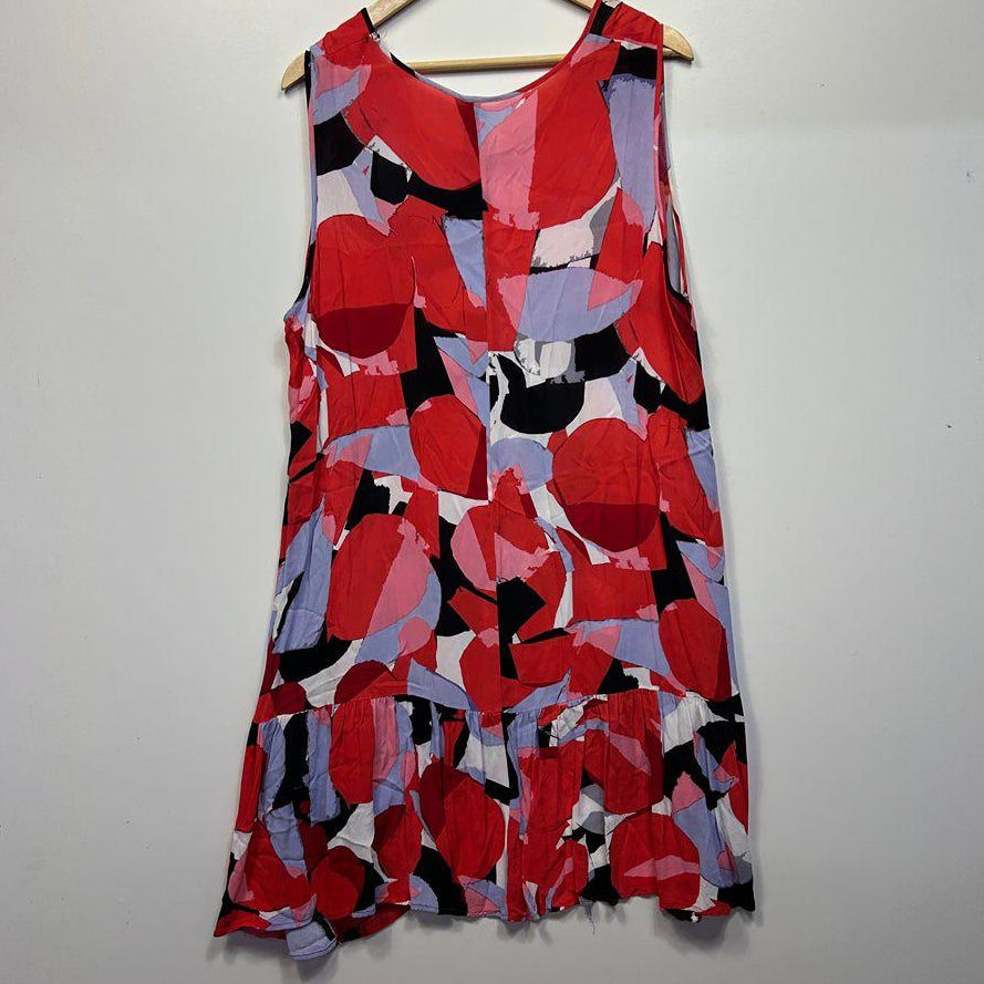 Taking Shape Red Geometric Dress - Size 18