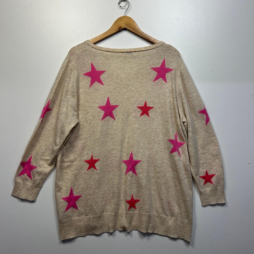 Beme Pink Star Wool Blend Jumper - Size 18/M