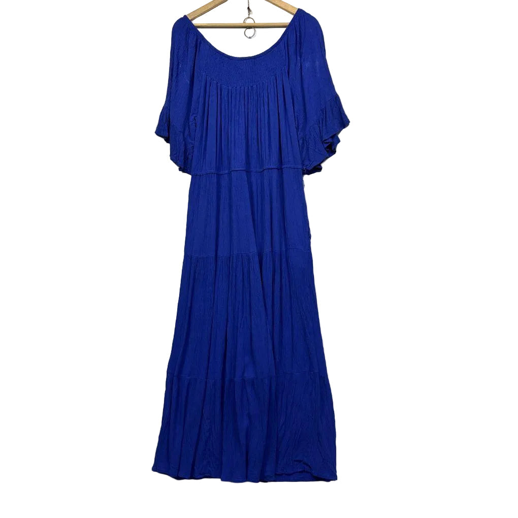 Autograph Royal Blue Viscose Tiered Maxi Dress - Size 18