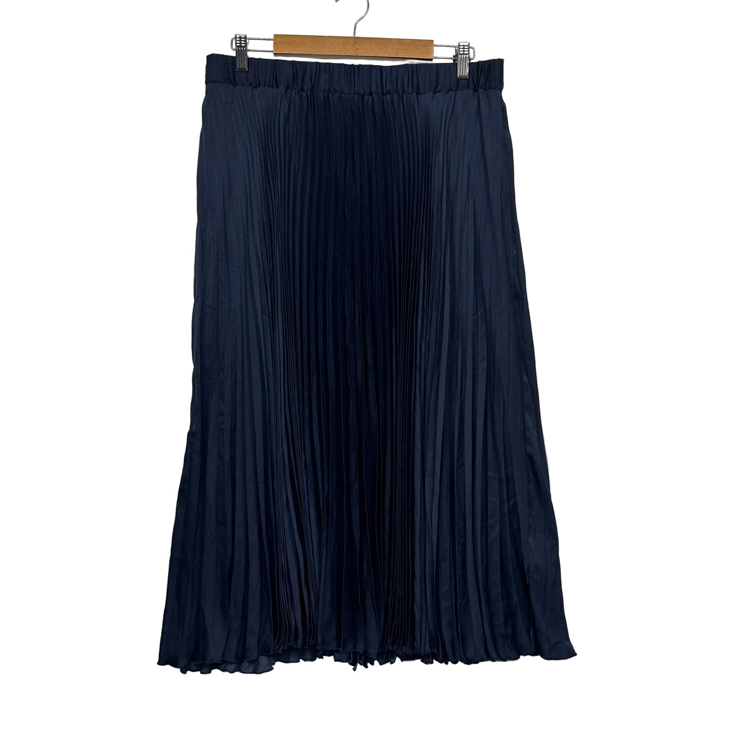 Sussan Navy Blue Pleated Midi Skirt - Size 14