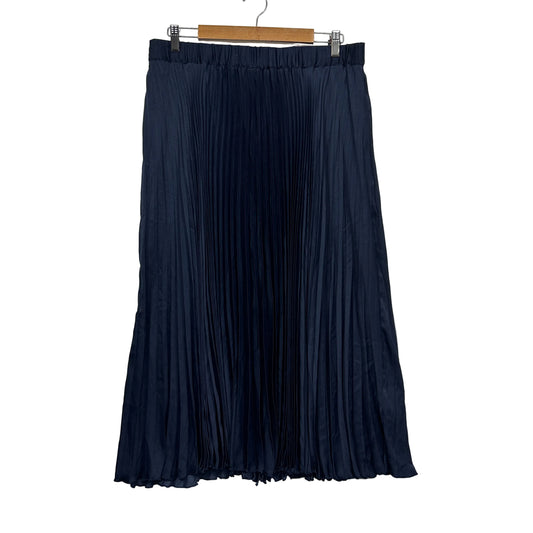 Sussan Navy Blue Pleated Midi Skirt - Size 14