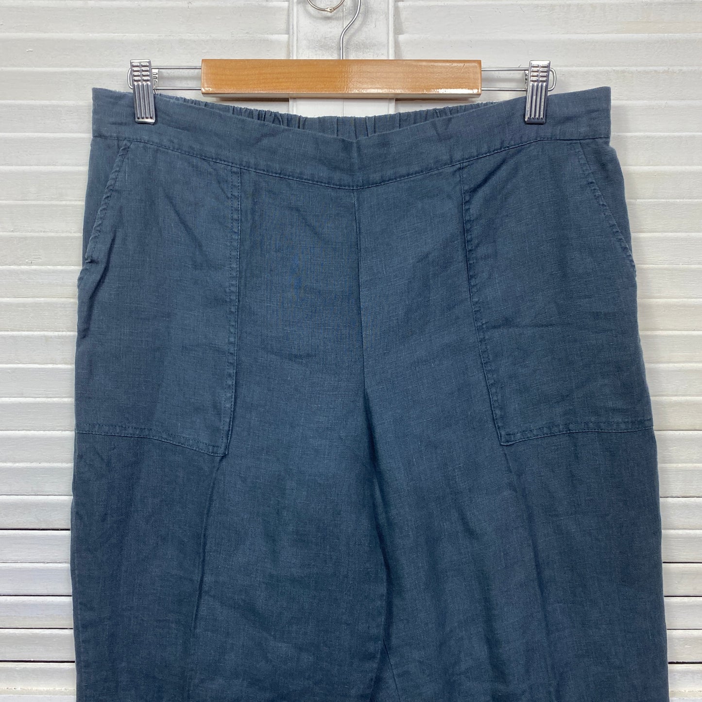 Gordon Smith Linen Pants Size 14 Navy Pockets