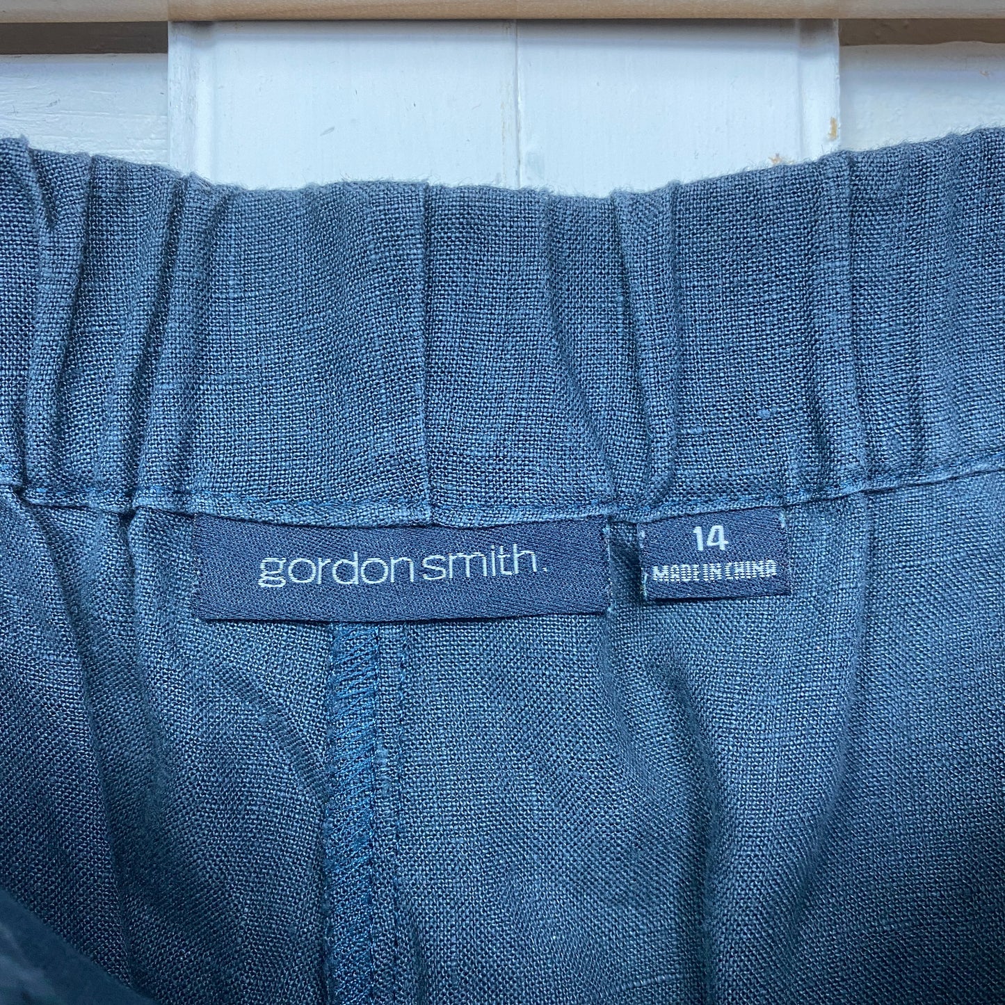 Gordon Smith Linen Pants Size 14 Navy Pockets