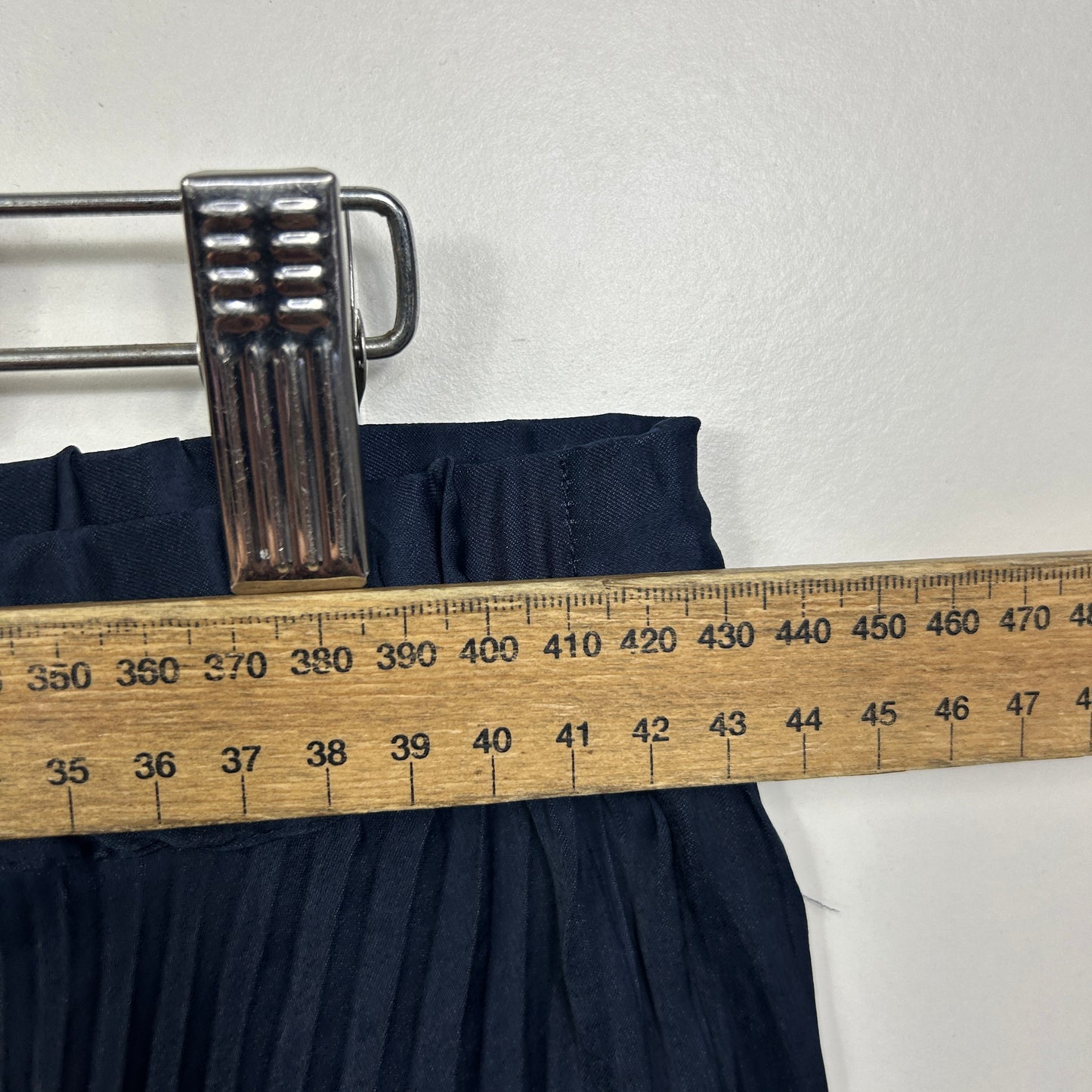 Sussan Navy Blue Pleated Midi Skirt - Size 14