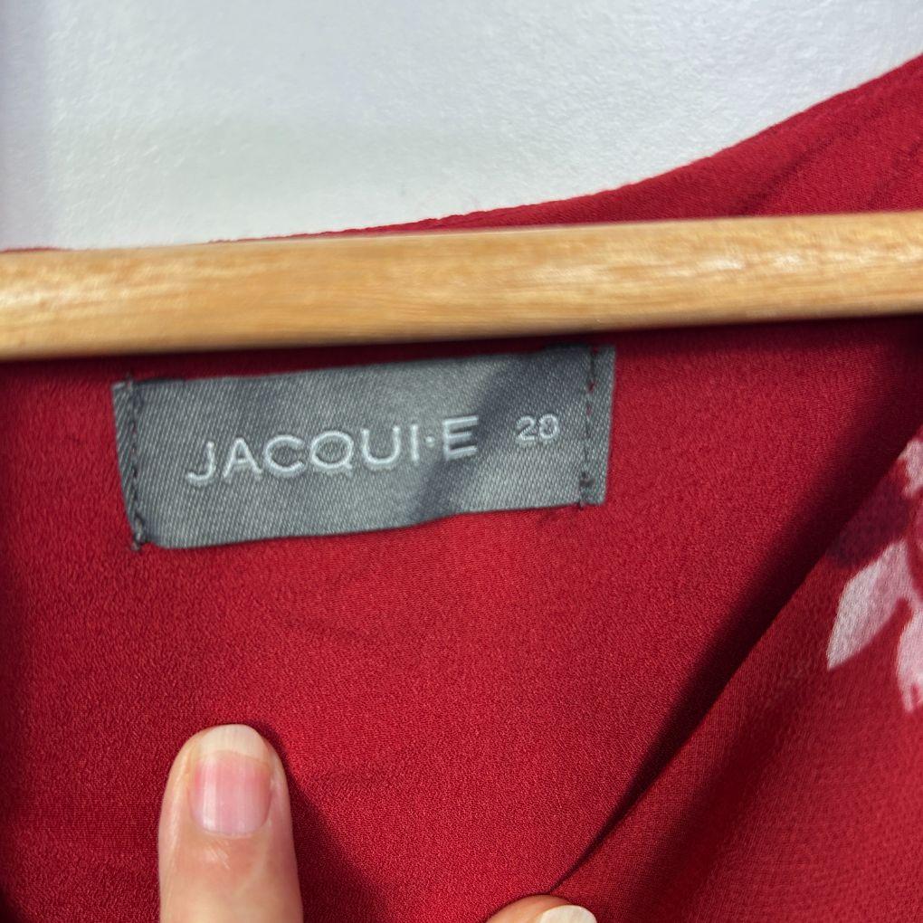 Jacqui E Red Floral Chiffon Dress - Size 20