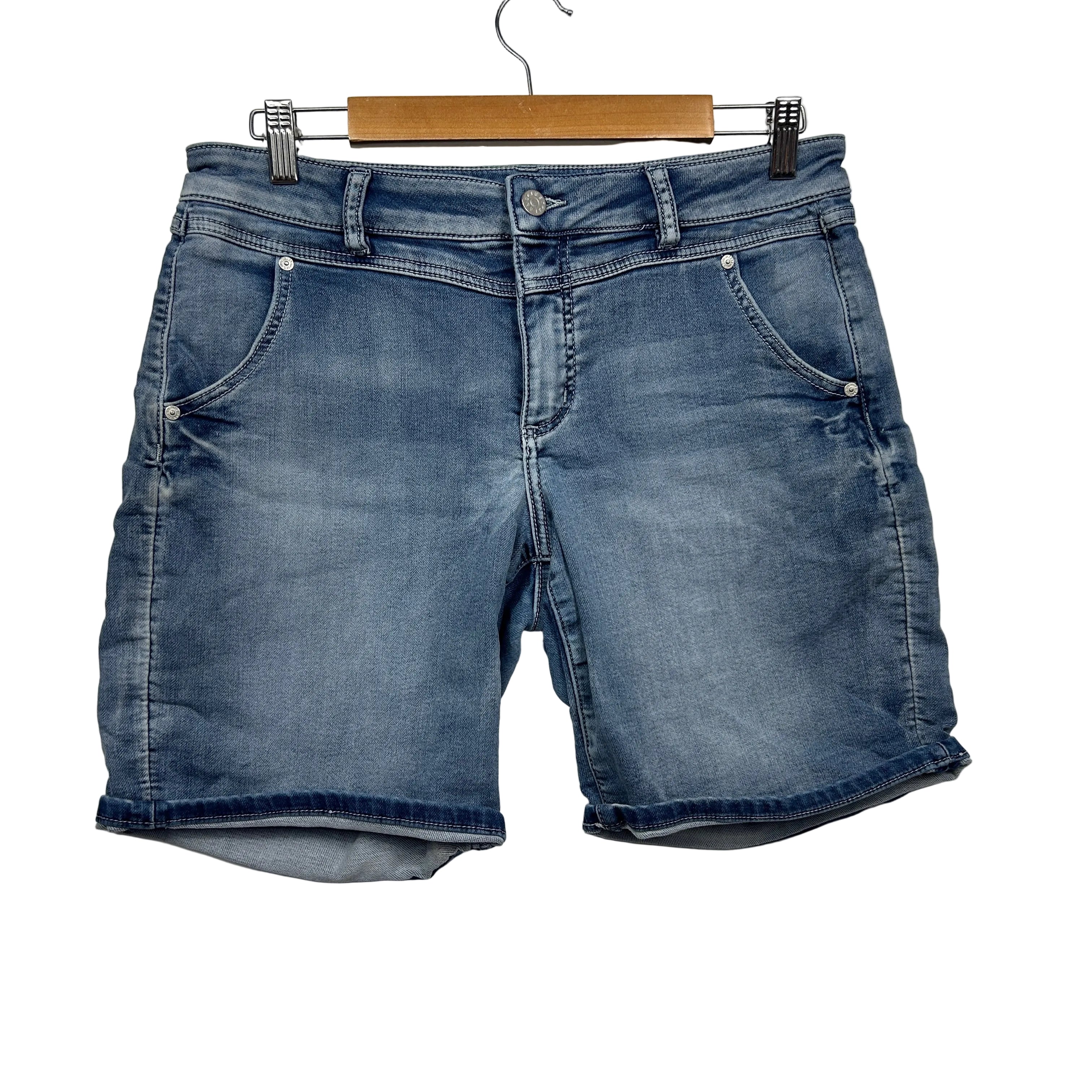 Just Jeans Amaze Knit Denim Relaxed Mid-Rise Shorts Short Length - Size 12