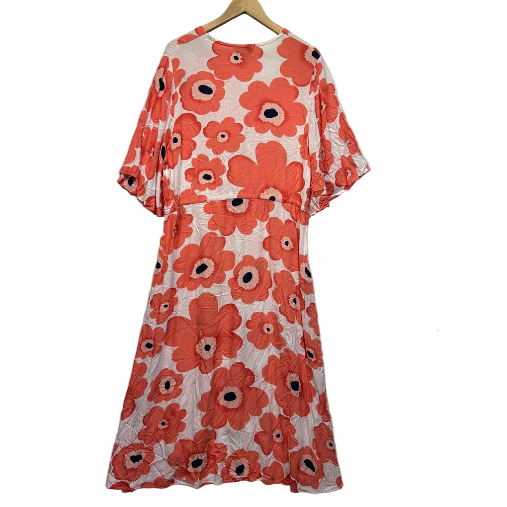 Bee Maddison Orange Floral Dress - Size 18