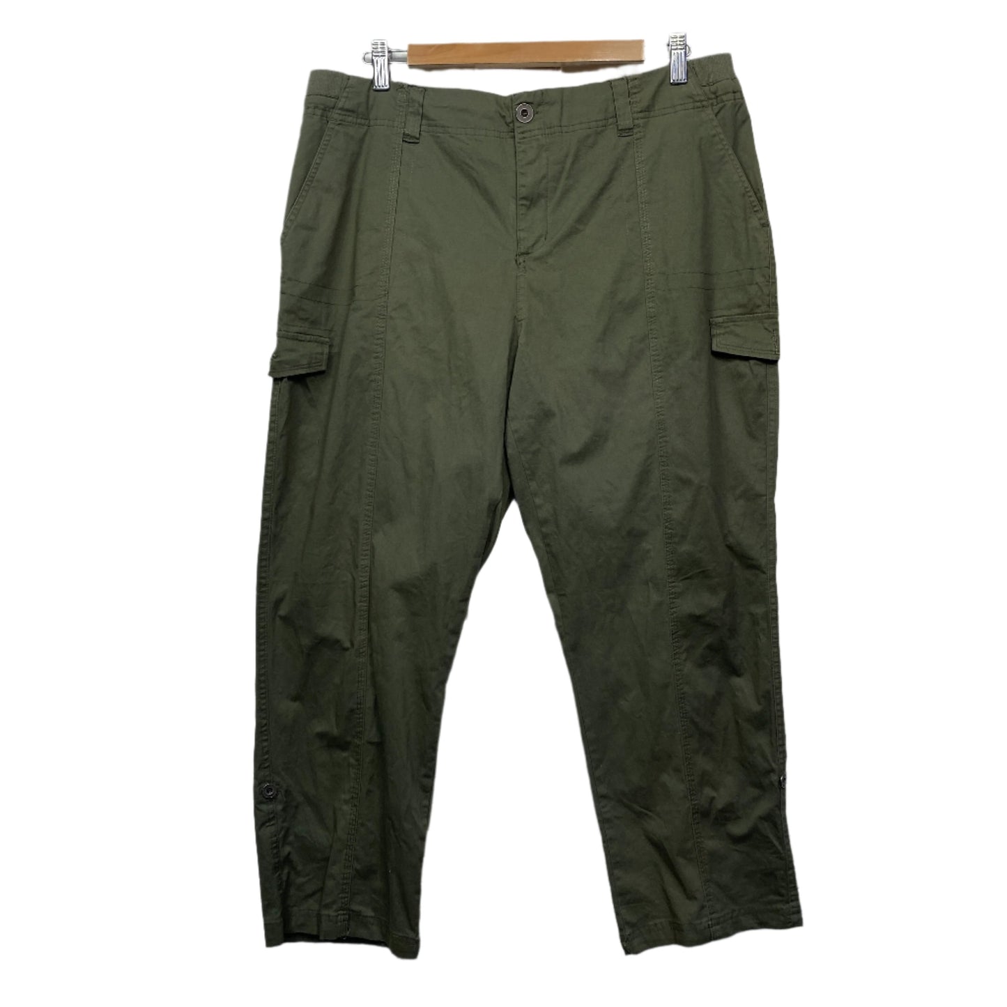 Katies Cargo Pants Size 16 Green Pockets Zip Fly