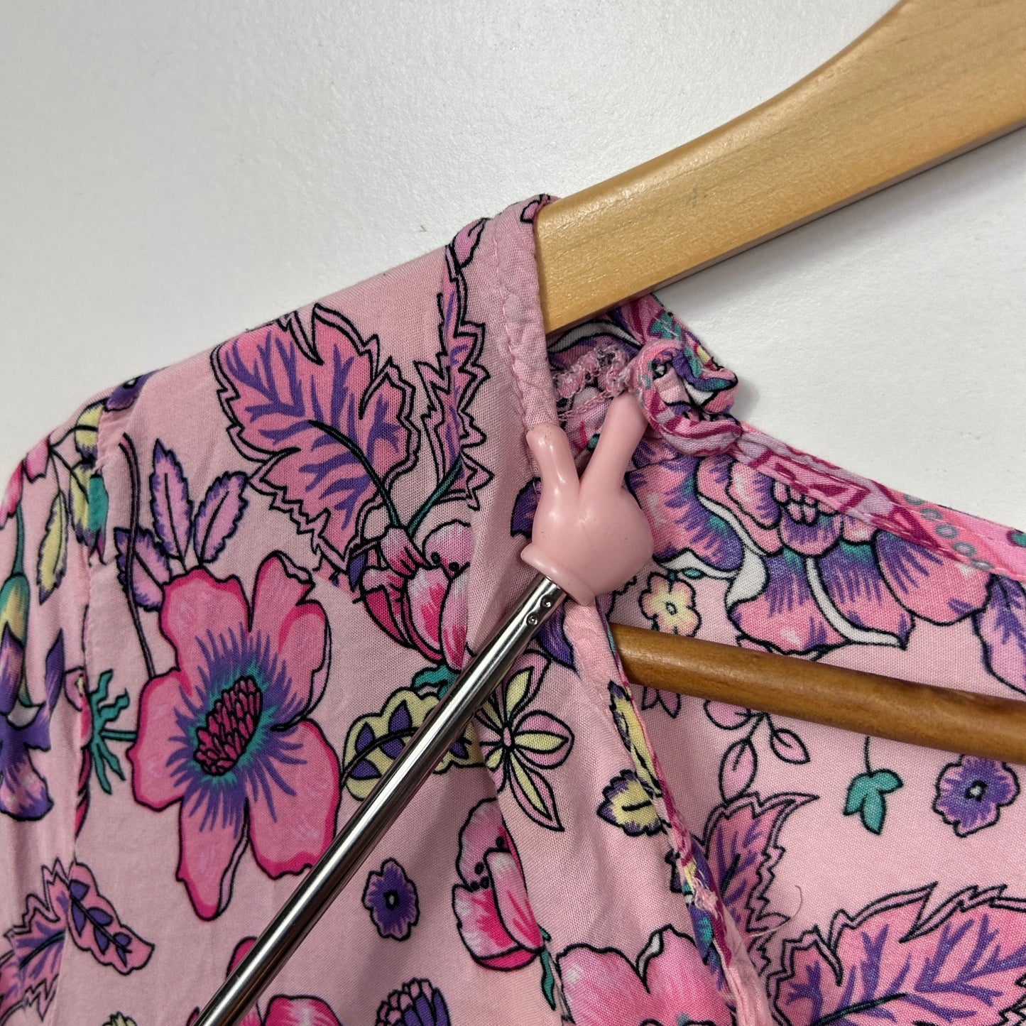 Boho 100% Rayon Pink Floral Tiered Maxi Dress - Size 14?