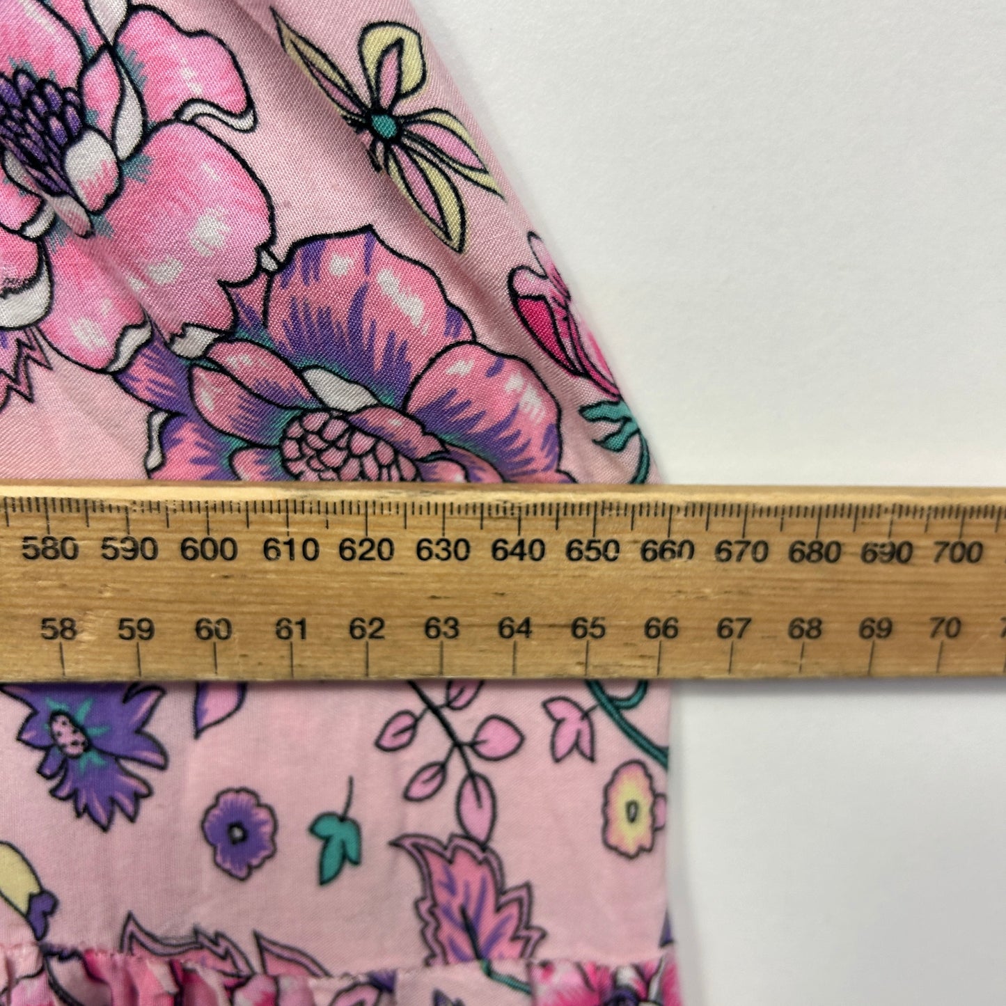 Boho 100% Rayon Pink Floral Tiered Maxi Dress - Size 14?