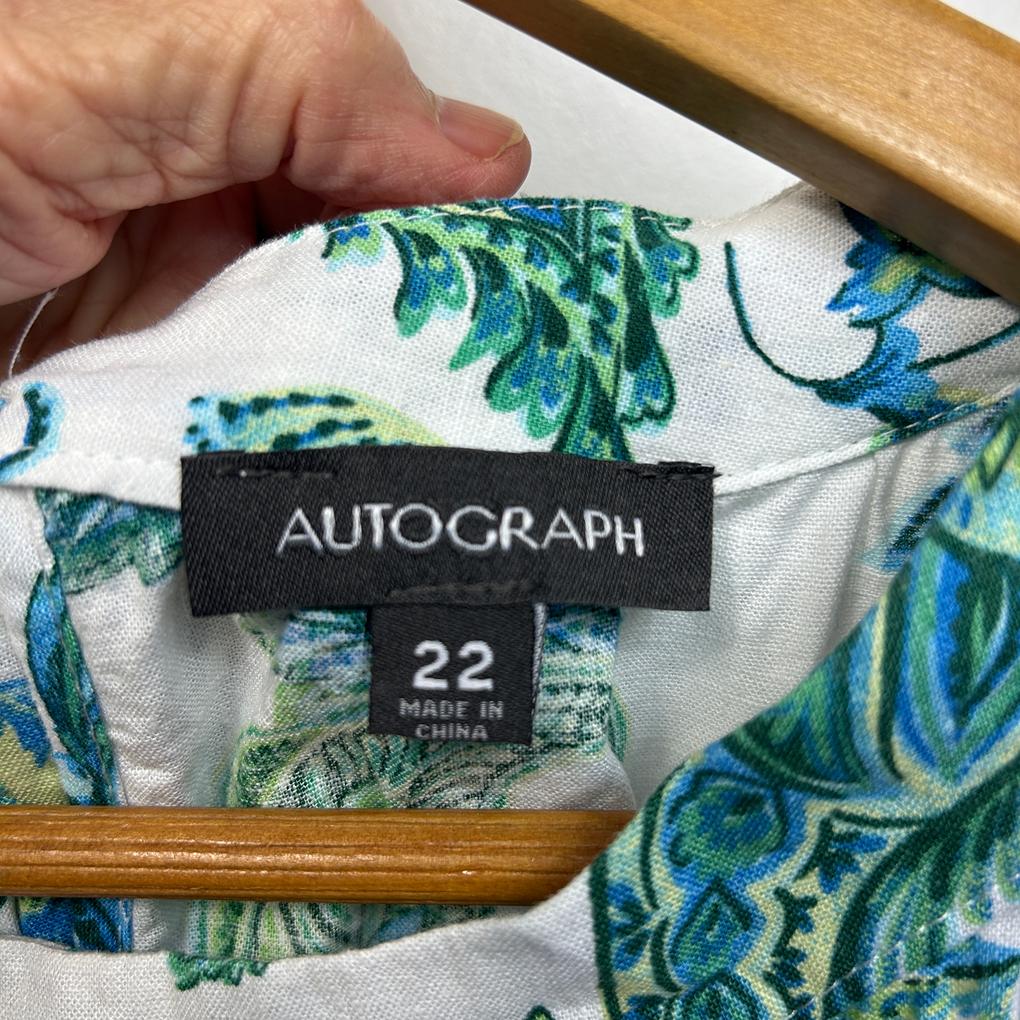 Autograph White Linen Top - Size 22