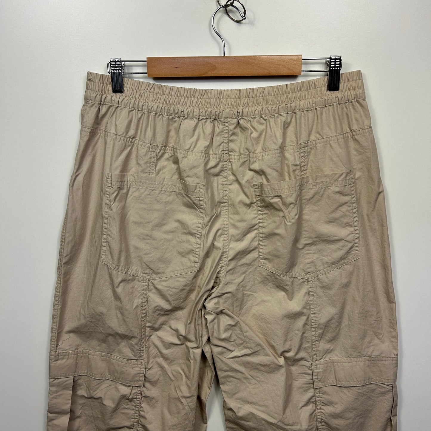 Anko Cotton Cargo Pants Size 14 Biege Pockets Elastic Waist