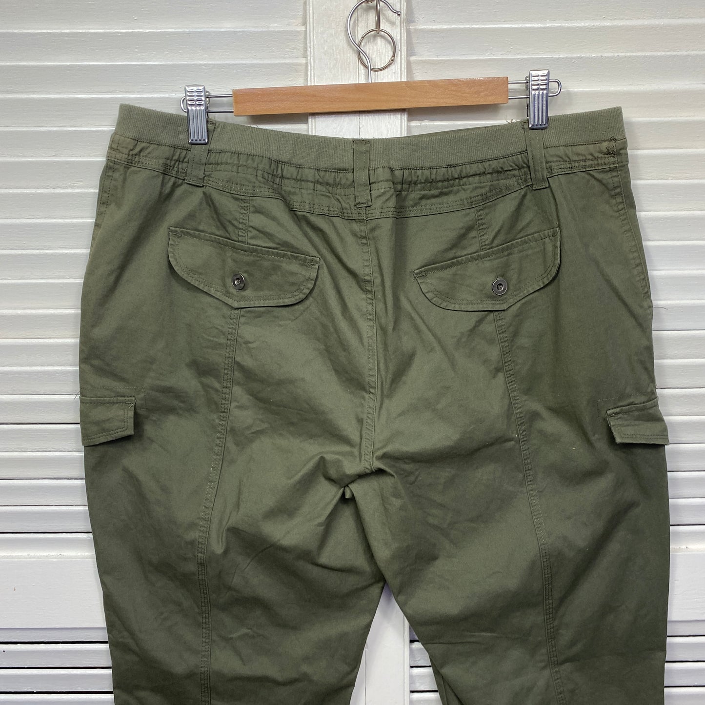 Katies Cargo Pants Size 16 Green Pockets Zip Fly