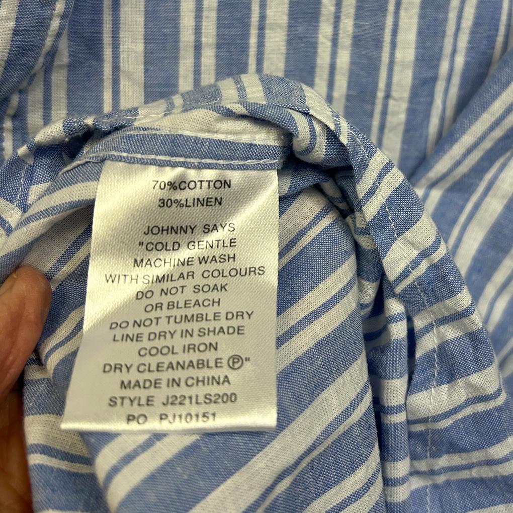 Johnny Bigg Blue Linen Shirt - Size 2XL