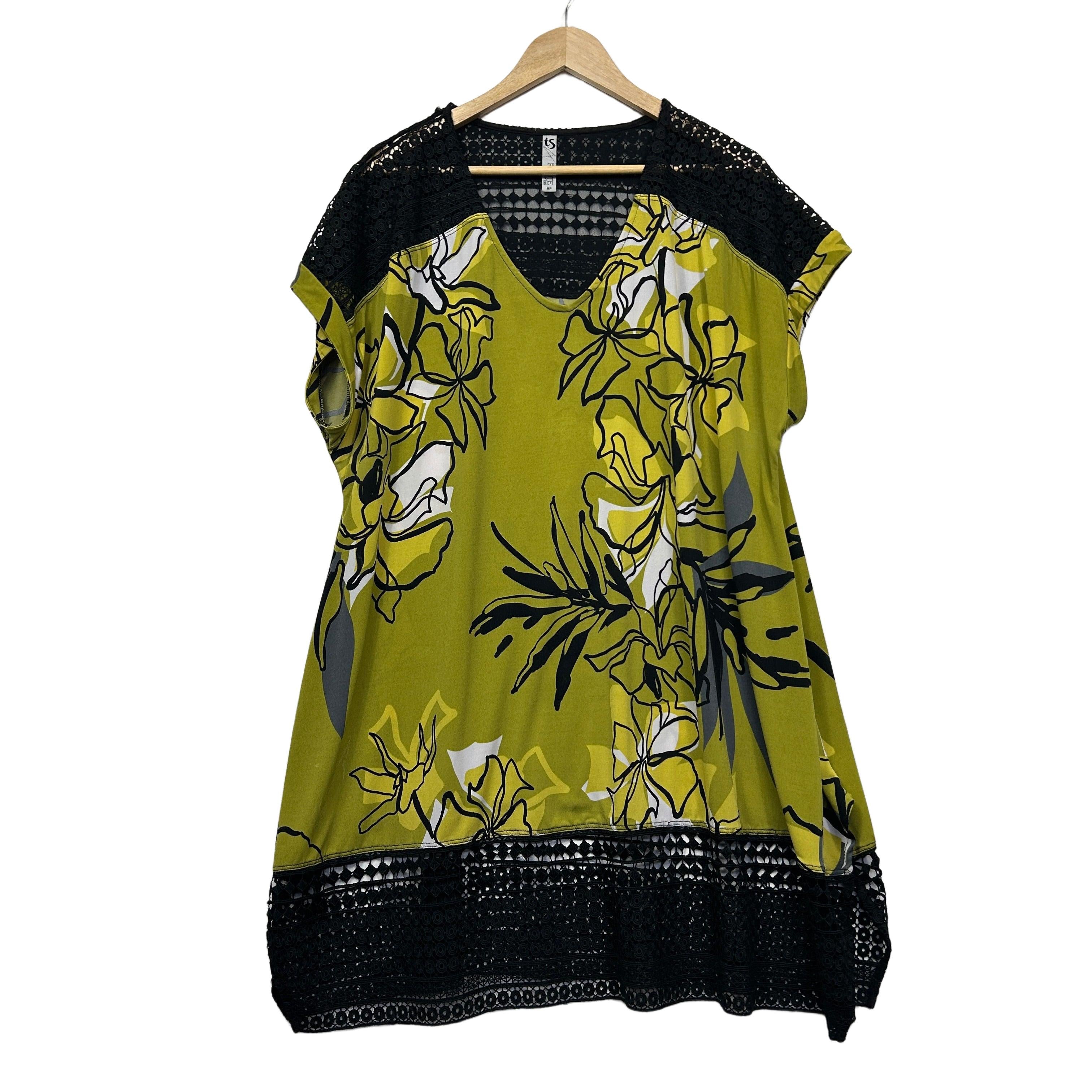 Taking Shape Black Olive Floral Top - Size 18/P