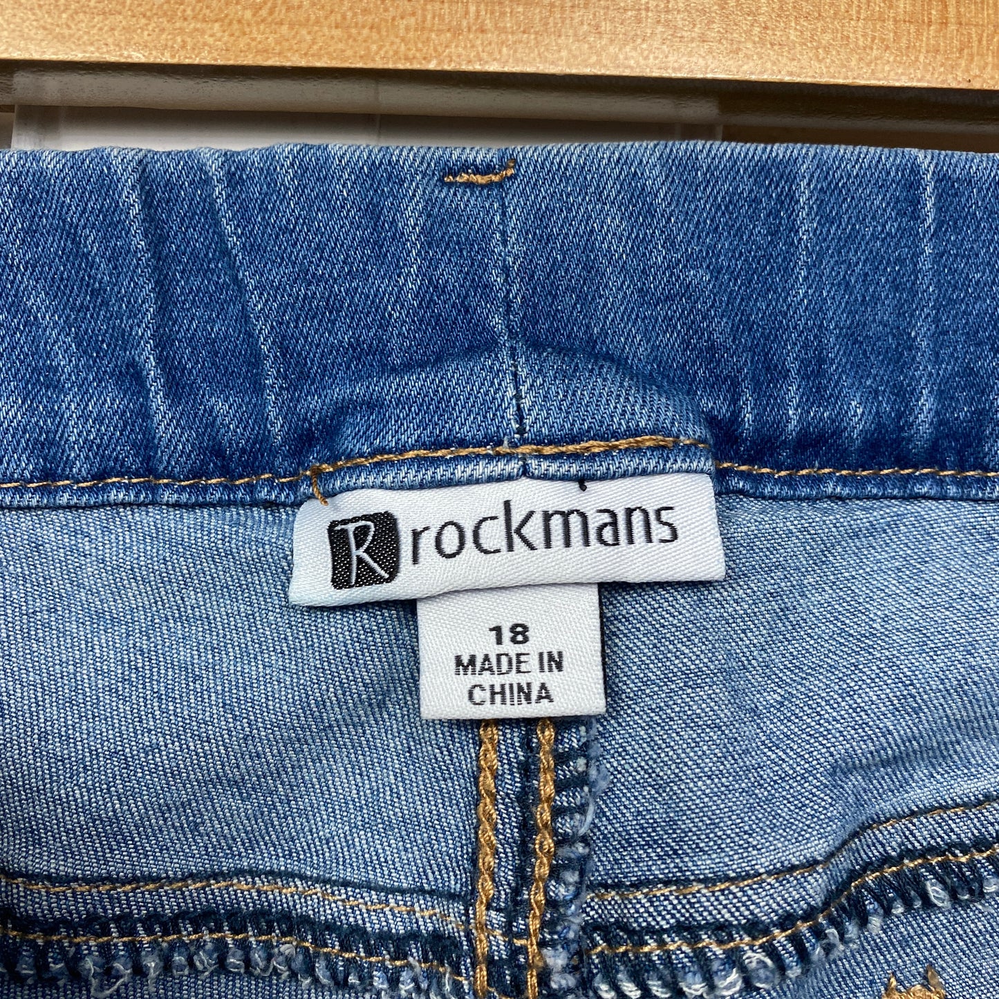 Rockmans Cropped Denim Pants Size 18 Plus Blue Elastic Waist Pockets