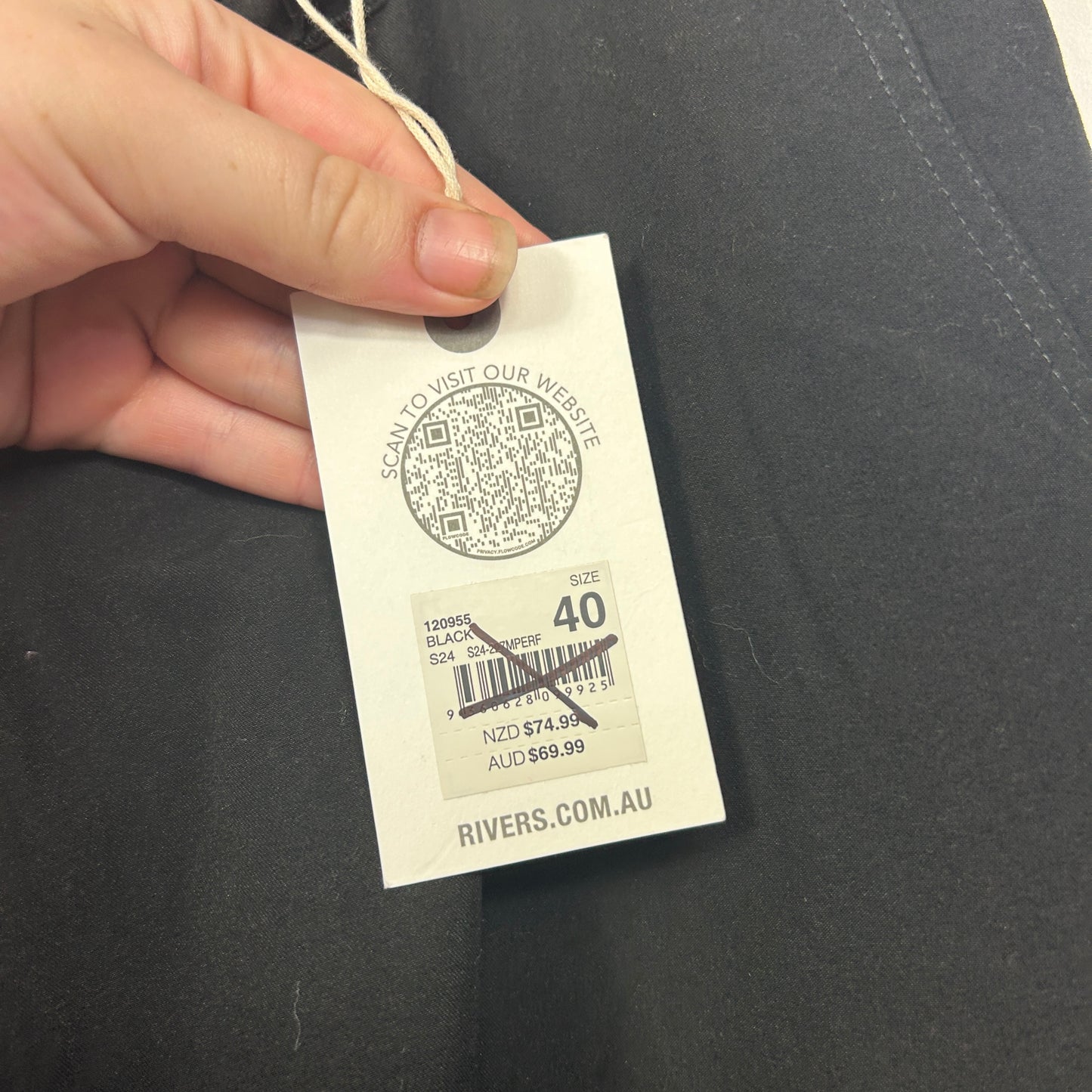 Rivers Black Cargo Pants  - Size 40