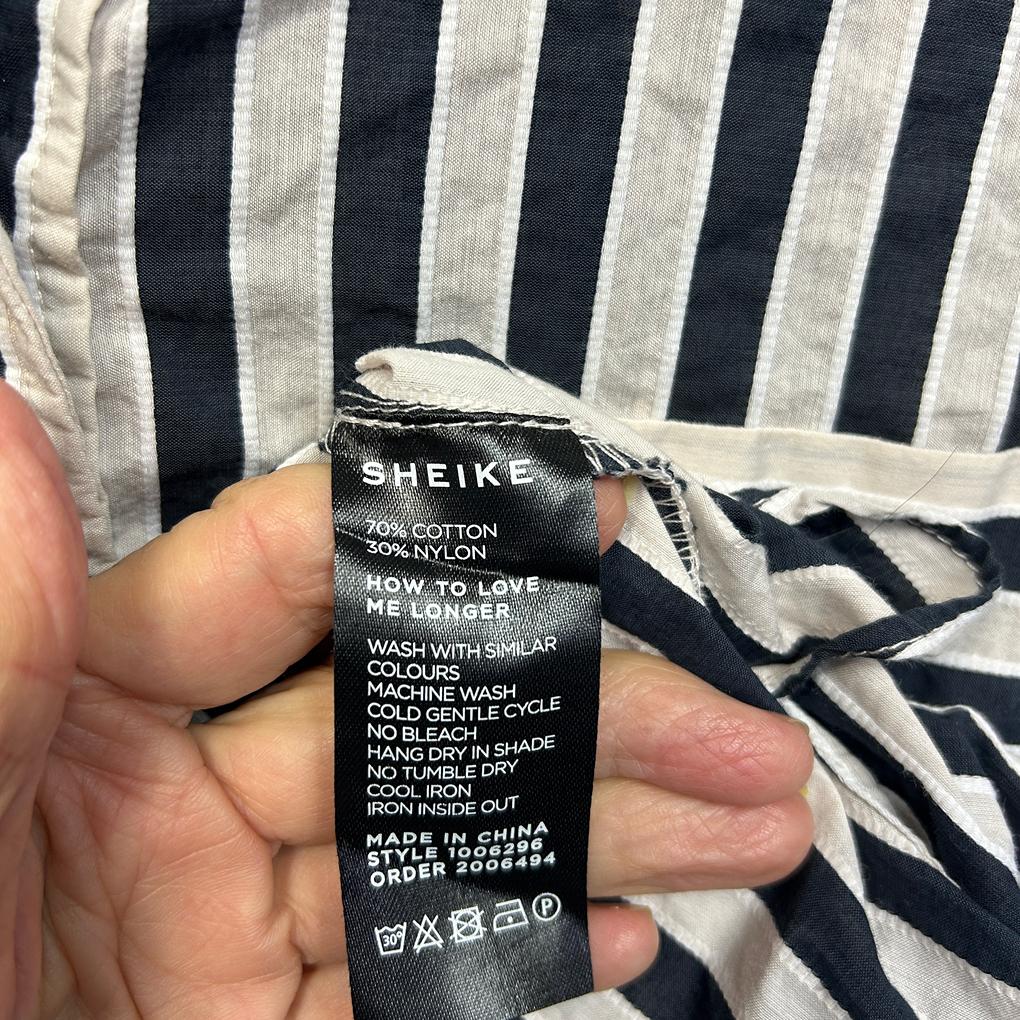 Sheike Navy Striped Shirt - Size 12