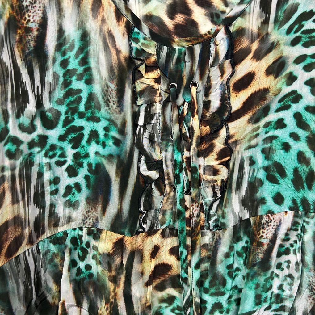 Taking Shape Green Leopard Print Top - Size 20