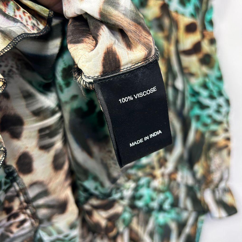 Taking Shape Green Leopard Print Top - Size 20