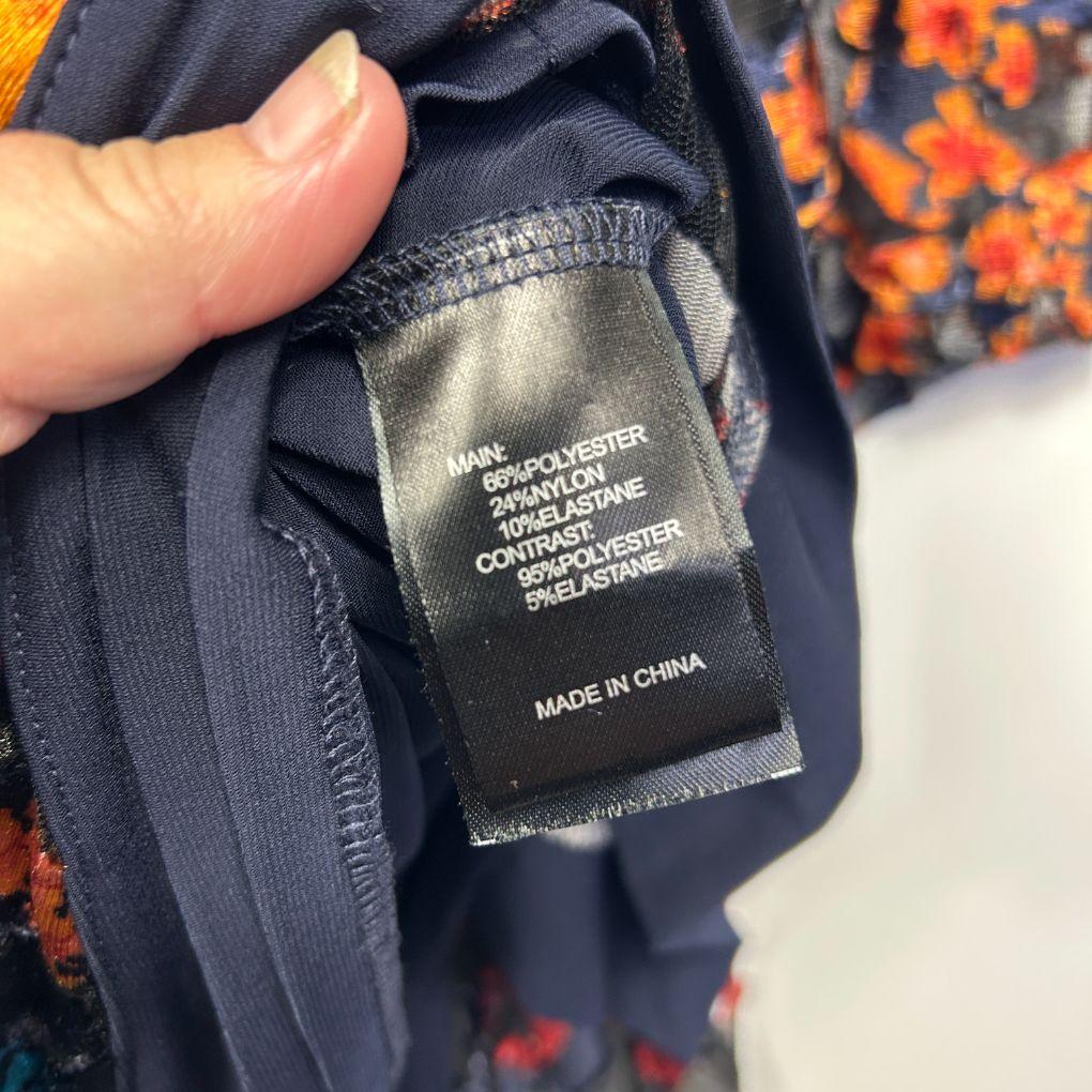 Taking Shape Navy Floral Velvet Top - Size 18/M