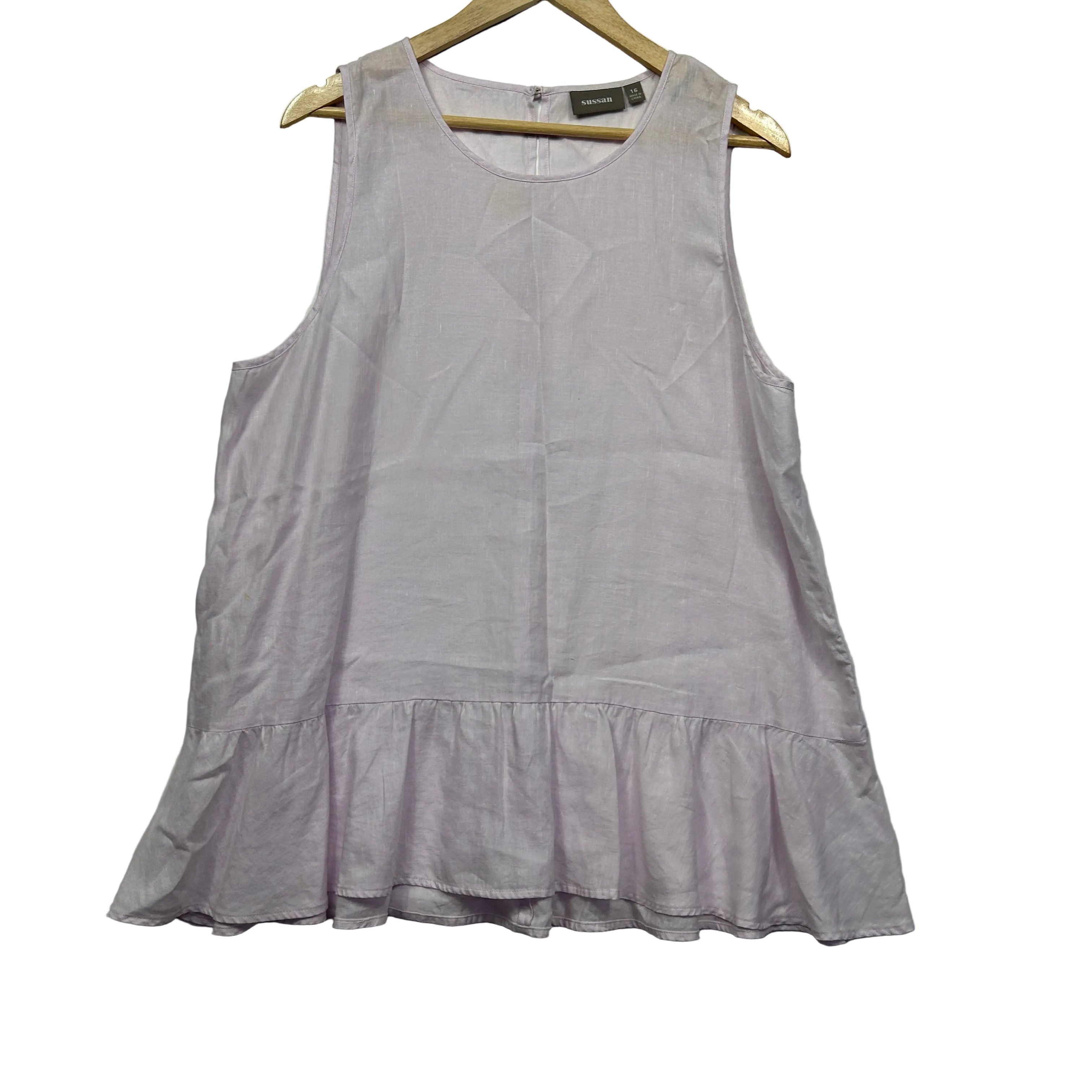 Sussan Lilac Linen Sleeveless Top - Size 16