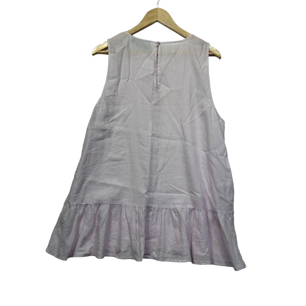 Sussan Lilac Linen Sleeveless Top - Size 16