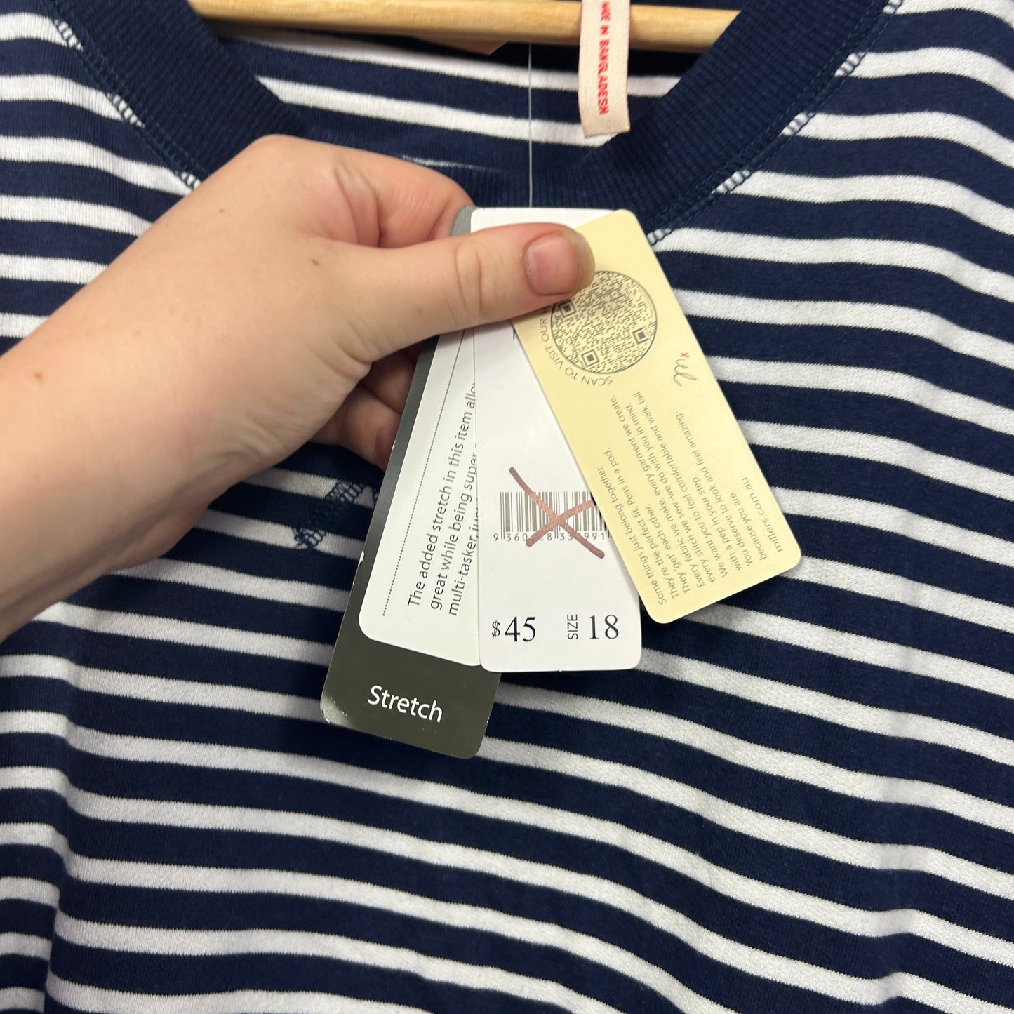 Millers Navy and White Striped Jumper - Size 18