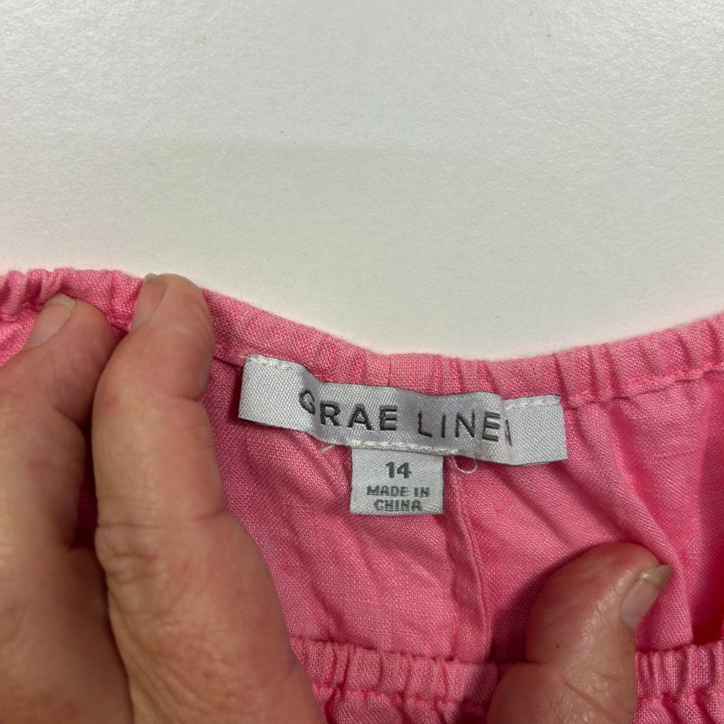 Suzanne Grae Linen Pink Linen Top - Size 14