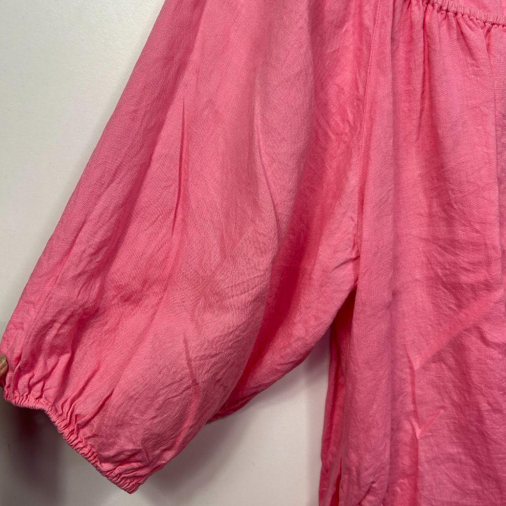 Suzanne Grae Linen Pink Linen Top - Size 14