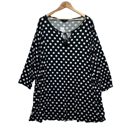 Yours Top Size 28 30 Black White Polka Dots Viscose New