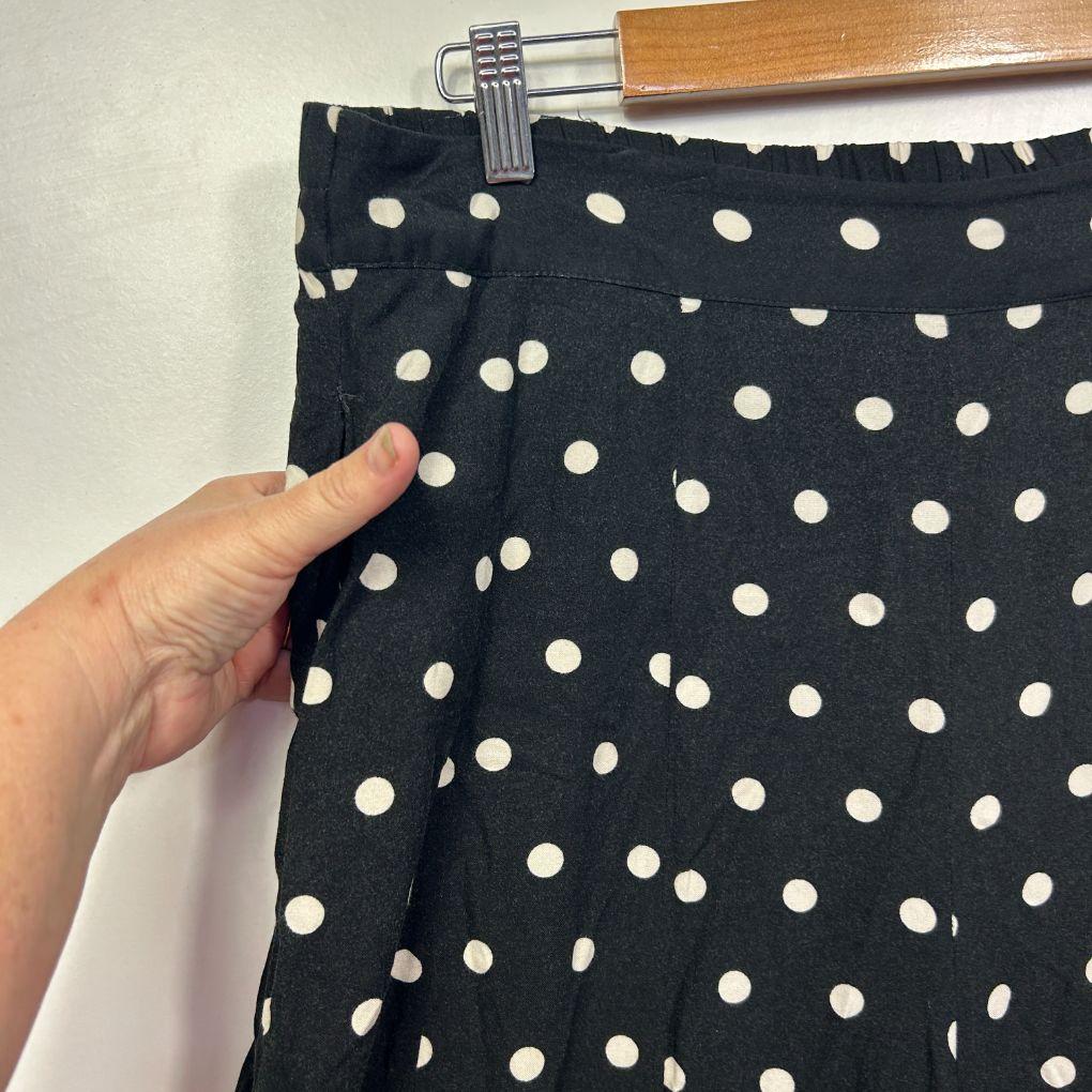 Sportsgirl Black White Dot Cropped Wide Leg Pants - Size 14