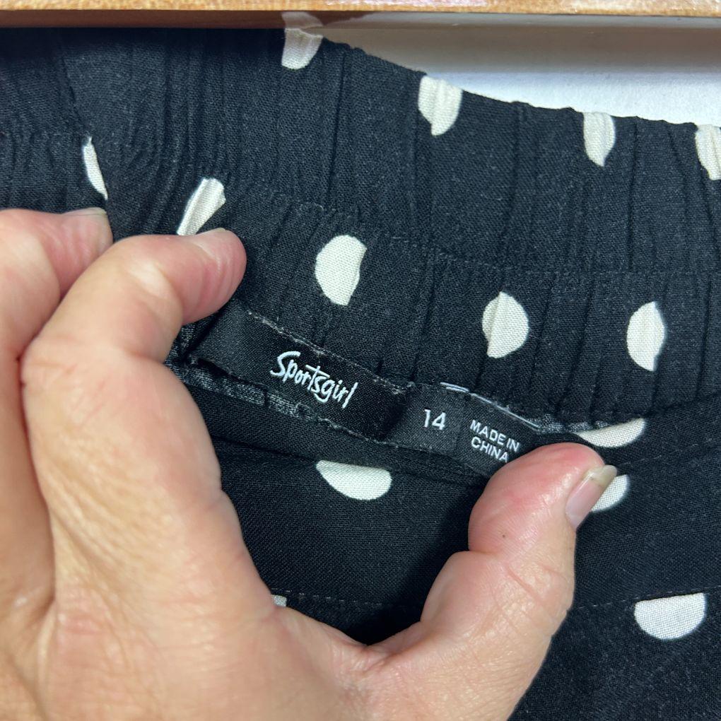 Sportsgirl Black White Dot Cropped Wide Leg Pants - Size 14