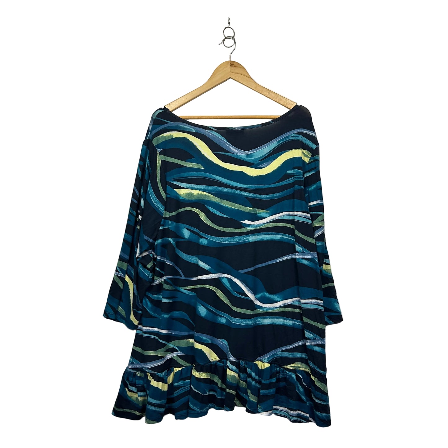 Autograph Navy Wavy Striped Tunic Top - Size 22/XL