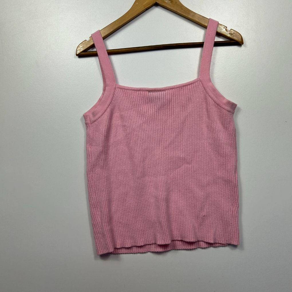 City Chic Pink Ribbed Tank - Size XS