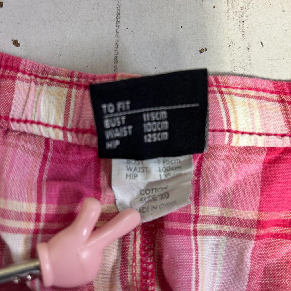 Vintage Expression Pink Check Cotton Shorts - Size 20